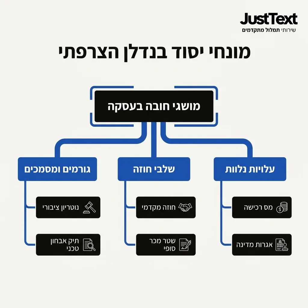אינפוגרפיקה — מונחי יסוד בנדלן הצרפתי: מושגי חובה בעסקה